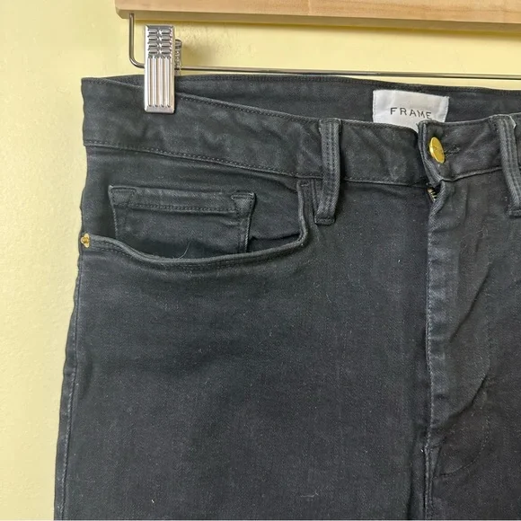 FRAME Le One Skinny High-Waisted Jeans in Larsen Black Wash SZ 2 (SIZES 29-34) - Picture 7 of 13